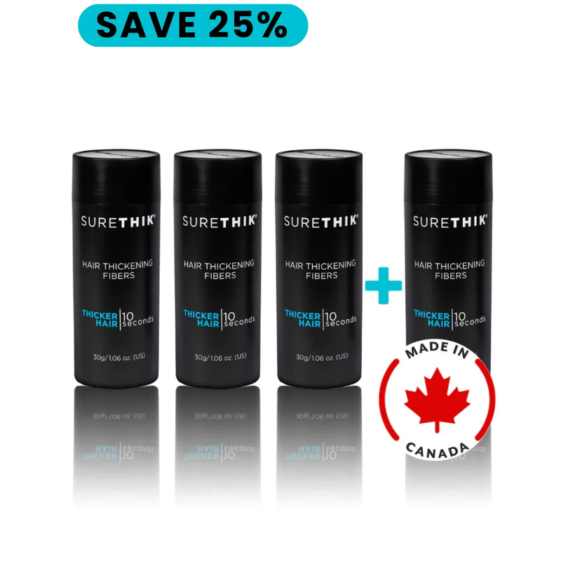 Package of 4 SureThik Hair Thickening Fibers 30g Bottles - Get 4 Bottles for the Price of 3!